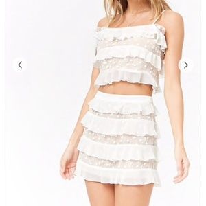 Forever 21 Mesh Lace Embroidered Skirt